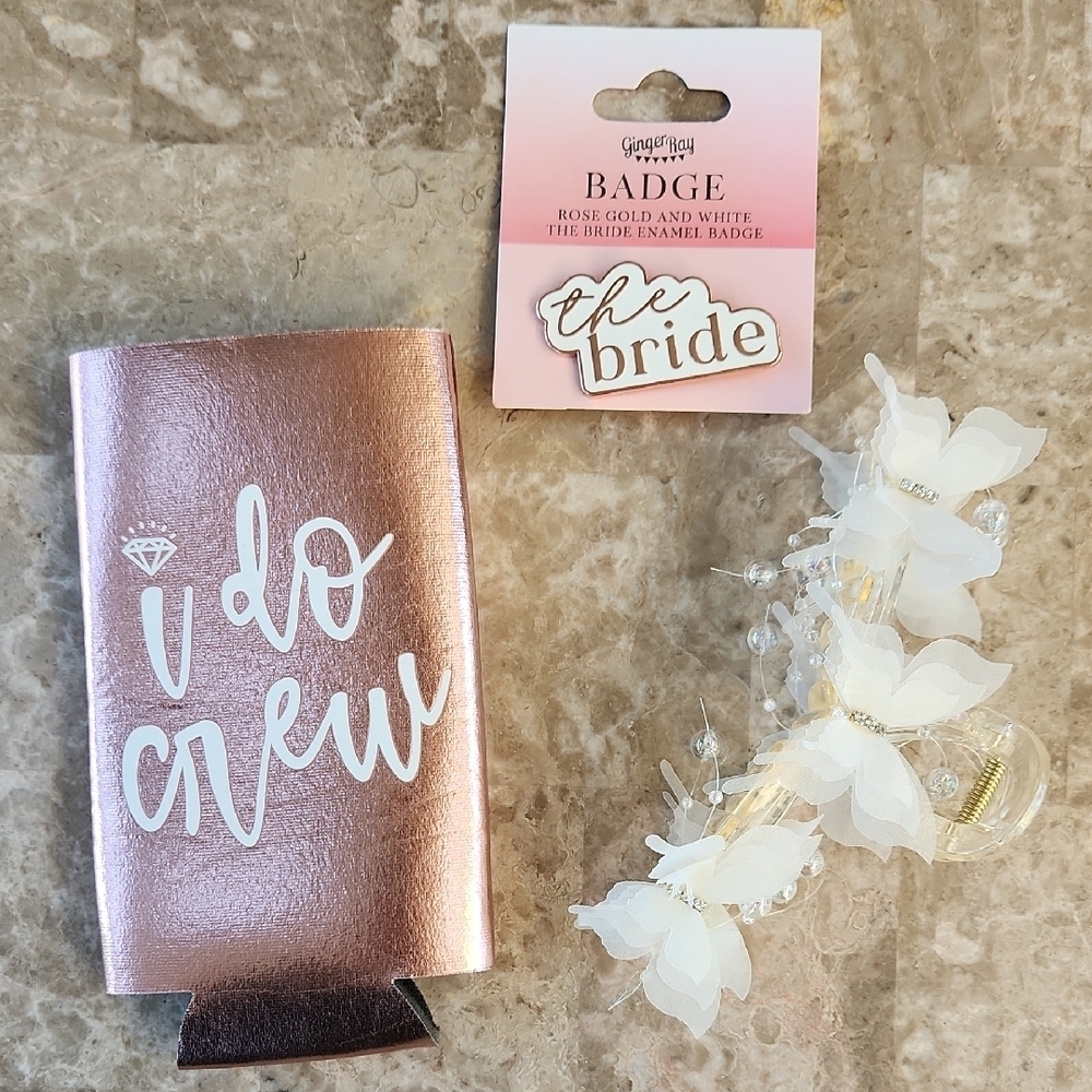 Rose Gold and White Bride Accessories Set